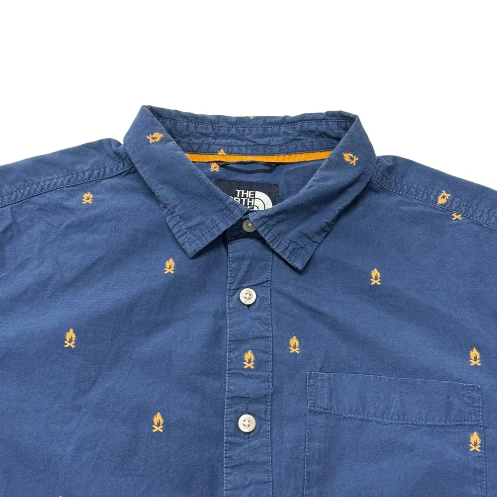 The North Face Blue Campfire Print‎ Baytrail Jacquard Short-Sleeve Shirt Mens M